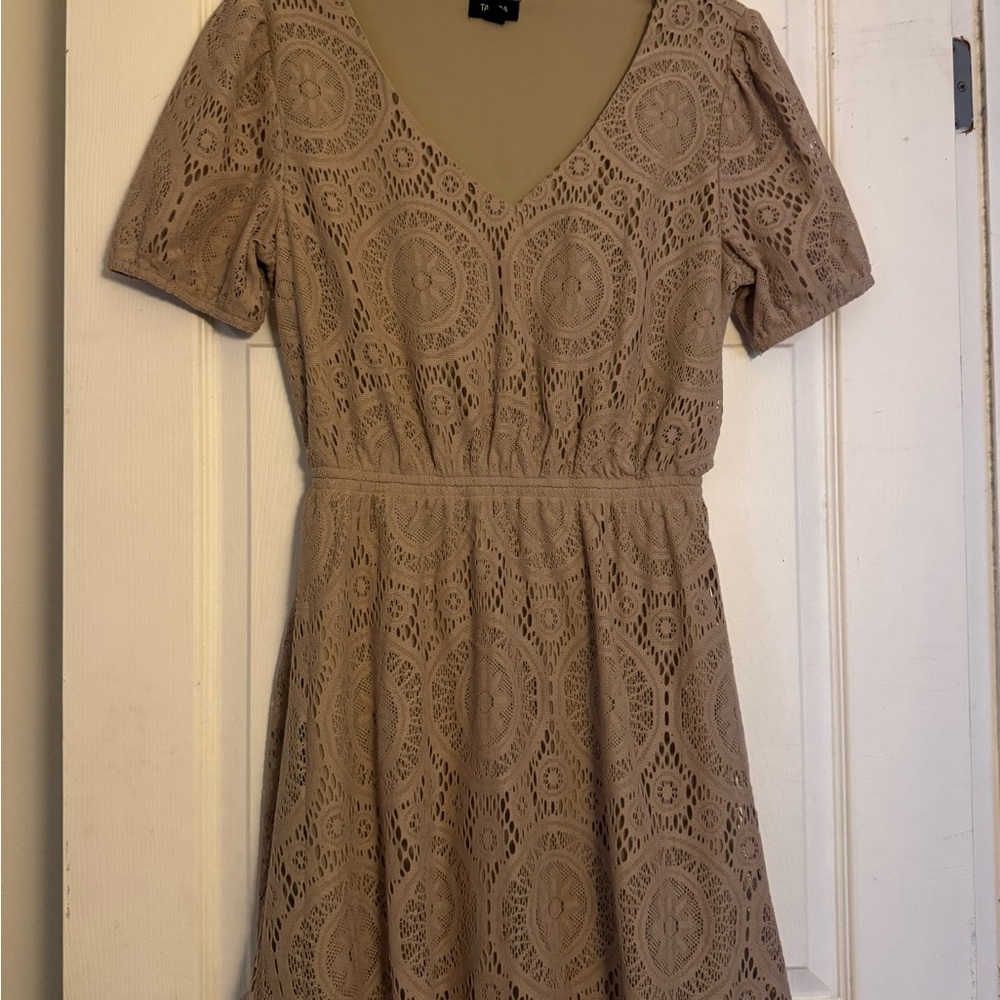 Tacera Tan Lace Mini Dress